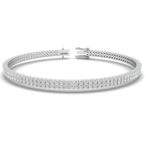 Stanguie Natural Diamond Platinum 4 Prong Multi Row Tennis Bracelet