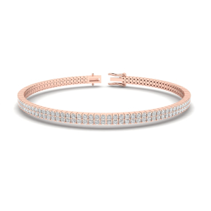 Stanguie Natural Diamond Rose Gold 4 Prong Multi Row Tennis Bracelets