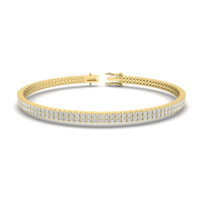 Stanguie Natural Diamond Yellow Gold 4 Prong Multi Row Tennis Bracelets