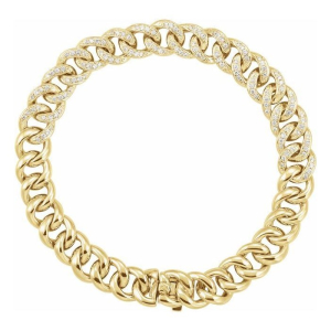 Sarrota Natural Diamond Yellow Gold Prong Set Chain Bracelets