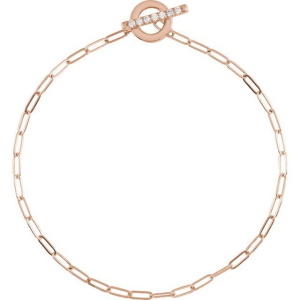 Shellee Natural Diamond Rose Gold 4 Prong Chain Bracelets