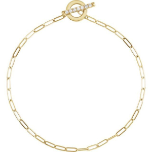 Shellee Natural Diamond Yellow Gold 4 Prong Chain Bracelets