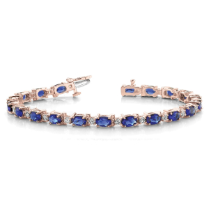 Prissy Blue Sapphire Rose Gold 4 Prong Gemstone Bracelets