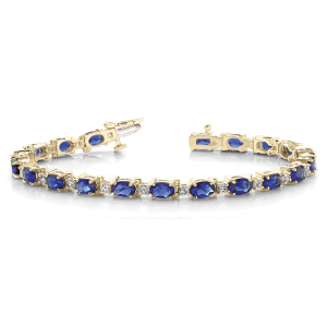 Prissy Blue Sapphire Yellow Gold 4 Prong Gemstone Bracelets