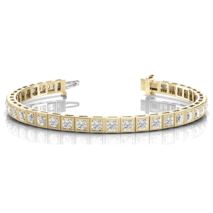 Rosie Natural Yellow Gold 4 Prong Diamond Tennis Bracelets