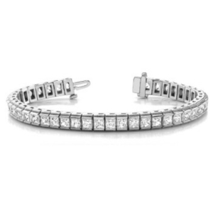 Pearle Natural Princess cut Channel  Diamond Tennis Bracelet