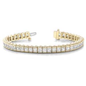 Pearle Natural Yellow Gold Channel Diamond Tennis Bracelet