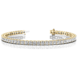 Petal Lab-Created Yellow Gold 4 Prong Diamond Tennis Bracelets