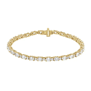 Suzanna Natural Yellow Gold 4 Prong Diamond Tennis Bracelets