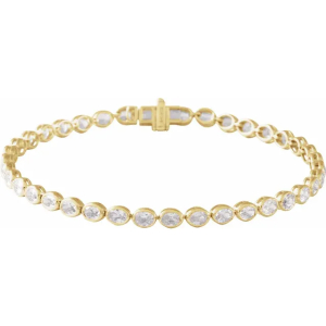 Raynne Natural Yellow Gold Bezel Set Diamond Tennis Bracelets