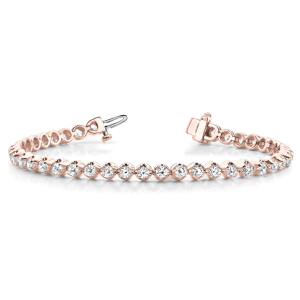 Roselynn Natural Rose Gold 4 Claw Set Diamond Tennis Bracelets