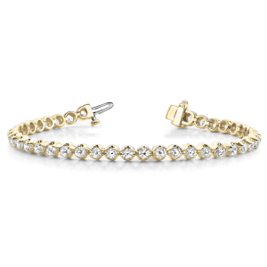 Roselynn Natural Yellow Gold 4 Claw Set Diamond Tennis Bracelets