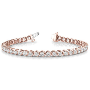 Roanne Natural Rose Gold 3 Prong Diamond Tennis Bracelets