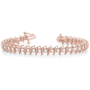 Polly Natural Rose Gold S Link Diamond Tennis Bracelets