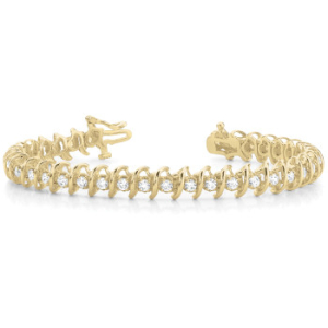 Polly Natural Yellow Gold S Link Diamond Tennis Bracelets