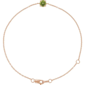 Rosary Peridot Rose Gold 4 Prong  Bracelets