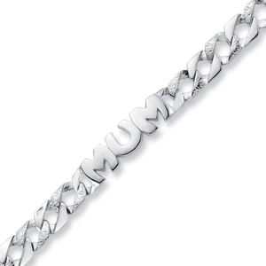 MUM  White Gold Length:195,Width:9 Sterling Silver Diamond