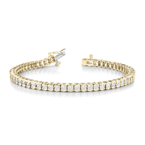 Payton Natural Yellow Gold Semi Bezel Diamond Tennis Bracelets