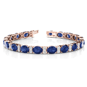 Laleb Blue Sapphire Rose Gold Diamond Bangle Bracelet