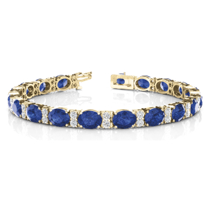 Laleb Blue Sapphire Yellow Gold Diamond Bangle Bracelet