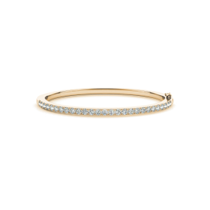 Shelette Natural Yellow Gold 4 Prong Diamond Bangles Bracelets