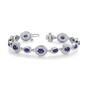 Vihana Amethyst Platinum 4 Prong Set Diamond Tennis Bracelet