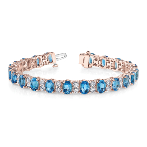 Vale Blue Topaz Rose Gold 4 Prong Set Diamond Tennis