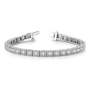 Josie Lab-Created Diamond Silver Bezel Setting  Designer Bracelet