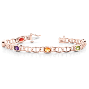 Vayda Rainbow Sapphire Rose Gold Bezel Set Diamond Tennis