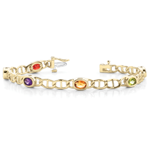 Vayda Rainbow Sapphire Yellow Gold Bezel Set Diamond Tennis