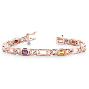 Verena Rainbow Sapphire Rose Gold Bezel Set Diamond Tennis