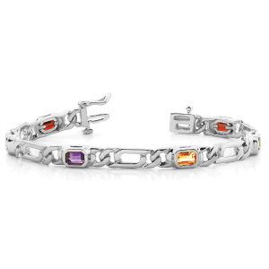 Verena Rainbow Sapphire Emerald cut Bezel Set  Diamond Tennis Bracelet