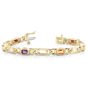 Verena Rainbow Sapphire Yellow Gold Bezel Set Diamond Tennis Bracelet