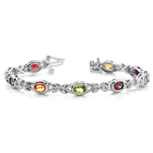 Vanellope Rainbow Sapphire XO Diamond Tennis Bracelet