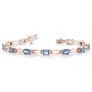 Vania Blue Topaz Rose Gold 4 Prong Set Diamond Tennis