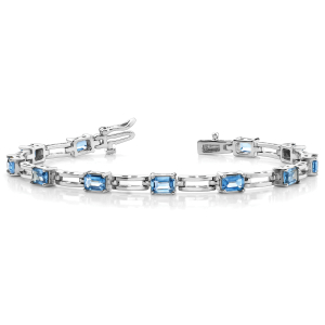 Vania Blue Topaz Silver 4 Prong Set Diamond Tennis