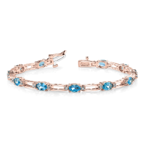 Valeria Aquamarine Rose Gold 4 Prong Set Diamond Tennis