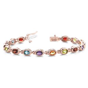 Valkyrie Rainbow Sapphire Rose Gold Bezel Set Diamond Tennis