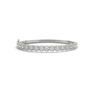 Velvet Natural Silver 4 Prong Set Diamond Bangle