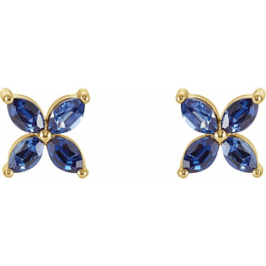 Honbrie Blue Sapphire Yellow Gold 4 Prong Set 