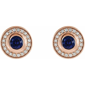 Hortense Blue Sapphire Rose Gold Bezel Set 