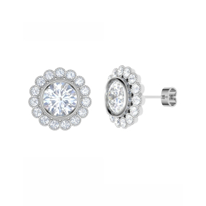  Jacinda Natural Bezel Halo Diamond Earrings