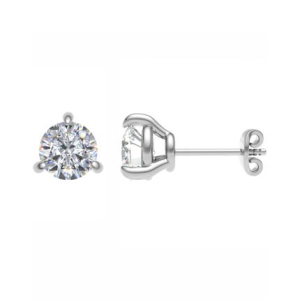 Joanne Natural Platinum 3 Prong Studs Diamond Earrings