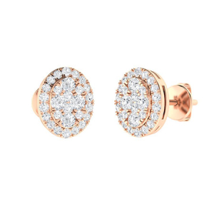 Kameela Natural Rose Gold Pave Set Cluster Diamond Earrings