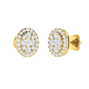 Kameela Natural Yellow Gold Pave Set Cluster Diamond Earrings