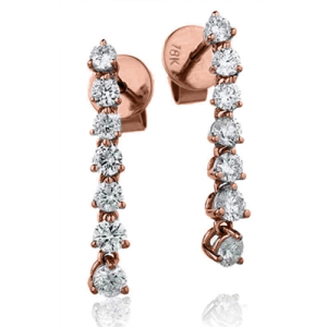 Lyndall Natural Rose Gold 3 Prong Journey Diamond Earrings