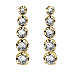 Luilda Natural Yellow Gold 4 Prong Set Journey Diamond Earrings