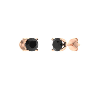 Haylea Rose Gold 4 Prong Set Black Diamond Earrings