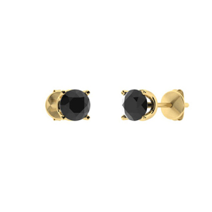 Haylea Yellow Gold 4 Prong Set Black Diamond Earrings