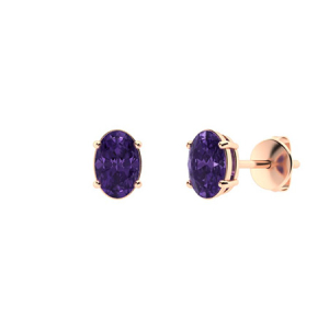 Gaelyn Amethyst Rose Gold 4 Prong Set  Diamond Earrings